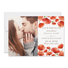 Elegantes Red Poppy Blume Foto Save the Date
