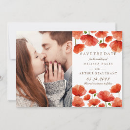 Elegantes Red Poppy Blume Foto Save the Date