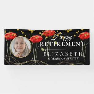 Elegantes Red Poppy Custom Foto Retirement Party Banner