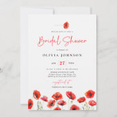 Elegantes Red Poppy Meadow Brautparty Einladung (Vorderseite)