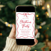 Elegantes Red Ribbon Bow Weihnachts-Party Einladung