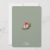 Elegantes Red Ribbon Gift & Pine Holiday Design Dankeskarte (Vorderseite)