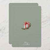 Elegantes Red Ribbon Gift & Pine Holiday Design Dankeskarte (Vorne/Hinten)