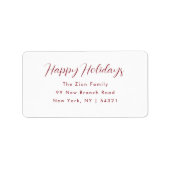 Elegantes Red Script Rückgabeadresse-Label für Fei Adressaufkleber (Vorne)