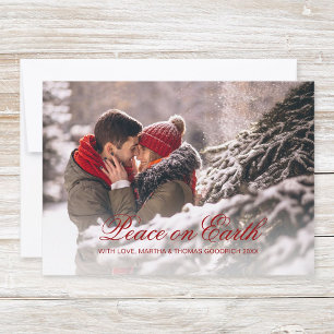 Elegantes Red Script Weltfrieden Gradient Foto Feiertagskarte