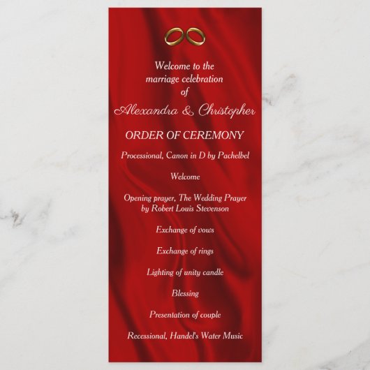 Elegantes Red Silk Wedding Rings Programm (Vorderseite)