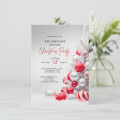 Elegantes Red Silver Christmas House Corporate Par Einladung (Stehend Vorderseite)