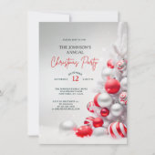 Elegantes Red Silver Christmas House Corporate Par Einladung (Vorderseite)