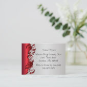 Elegantes Red & Silver Florid Wedding Design Begleitkarte (Stehend Vorderseite)