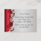 Elegantes Red & Silver Florid Wedding Design Begleitkarte (Vorderseite)
