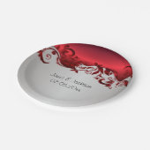 Elegantes Red & Silver Florid Wedding Design Pappteller (Schrägansicht)