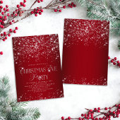 Elegantes Red Silver Glitzer Weihnachtsabend Party Einladung