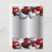 Elegantes Red Silver Hearts Valentine's Day Party Einladung (Rückseite)