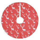 Elegantes Red Snow Deer Moose fröhliches Xmas Must Polyester Weihnachtsbaumdecke (Vorderseite)