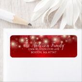 Elegantes Red Snowflakes Weihnachtsanschrift Label (Insitu)