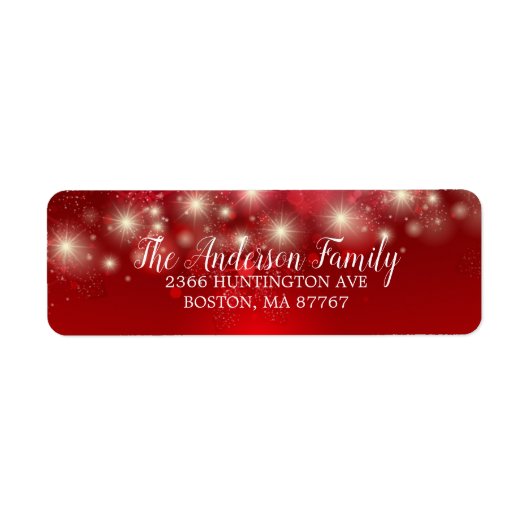 Elegantes Red Snowflakes Weihnachtsanschrift Label (Vorne)