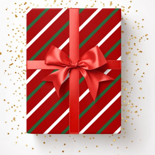 Elegantes Red Stripes Muster Weihnachten Geschenkpapier