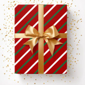 Elegantes Red Stripes Muster Weihnachten Geschenkpapier