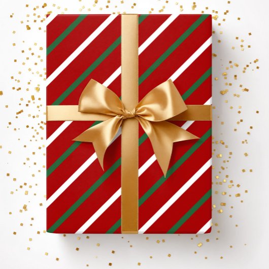 Elegantes Red Stripes Muster Weihnachten Geschenkpapier