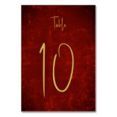 Elegantes Red Texture Gold Weihnachtsbuch Tischnummer (Rückseite)
