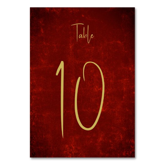 Elegantes Red Texture Gold Weihnachtsbuch Tischnummer (Vorderseite)