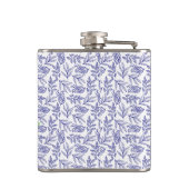 Elegantes Red Tulips Spring Floral Blue Monogram Flachmann (Rückseite)