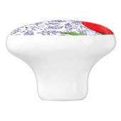 Elegantes Red Tulips Spring Floral Blue Monogram Keramikknauf (Seitenansicht)