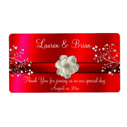 Elegantes Red Wedding/16 . Geburtstag Label (Vorne)