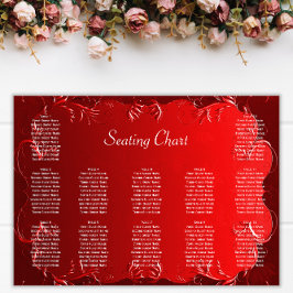 Elegantes Red Wedding Reception Seating Chart Poster