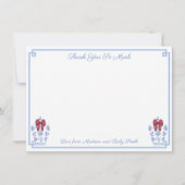 Elegantes Red White Blue Weihnachts-Brautparty Dankeskarte (Vorderseite)