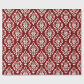 Elegantes Red White Damask Muster Luxus Geschenkpapier (Flach)
