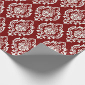Elegantes Red White Damask Muster Luxus Geschenkpapier (Ecke)