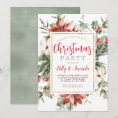 Elegantes Red White Floral Mistletoe Weihnachtsfes Einladung (Vorne/Hinten)