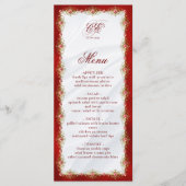Elegantes Red White Gold Monogram Wedding Menu Menükarte (Vorderseite)