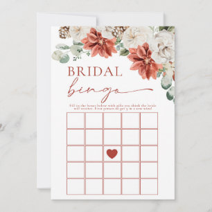 Elegantes Red Winter Bridal Bingo Brautparty Game Einladung