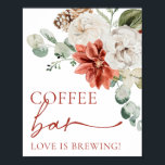 Elegantes Red Winter Christmas Coffee Bar Sign Poster<br><div class="desc">Elegantes Red Winter Christmas Coffee Bar Sign</div>