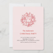 Elegantes Red Wreath Christmas Party Einladung (Vorderseite)