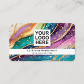 Elegantes Regenbogen-Achat-Gold-Glitter & QR-Code- Visitenkarte (Vorderseite)