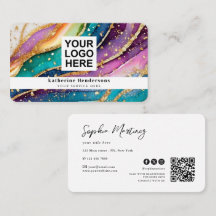 Elegantes Regenbogen-Achat-Gold-Glitter & QR-Code-
