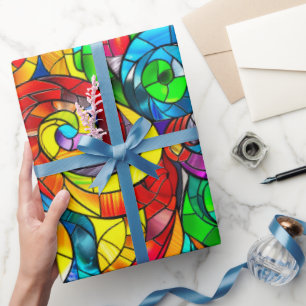 Elegantes Regenbogen-Buntglas-Muster Geschenkpapier