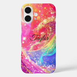 Elegantes Regenbogen-Glamour-&-Glitter-Personalisi iPhone 16 Hülle