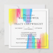 Elegantes Regenbogen Wasserfarbe Moderne Babydusch Einladung (Vorderseite)