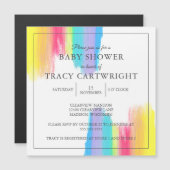 Elegantes Regenbogen Wasserfarbe Moderne Babydusch Magneteinladung (Vorne/Hinten)