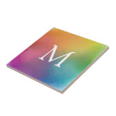 Elegantes Regenbogenfarben Modernes erstes Monogra Fliese (Seite)