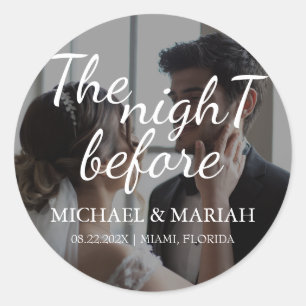 Elegantes Rehearsal Dinner-Foto am Vorabend Runder Aufkleber