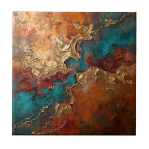 Elegantes, reiches, kupferpatiniertes Metallgold  Fliese