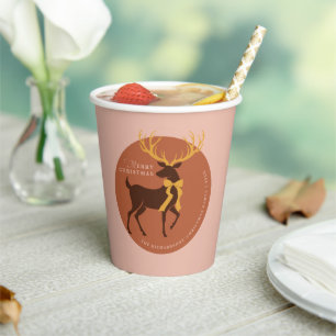Elegantes Reindeer Personalisiertes Weihnachtsfest Pappbecher