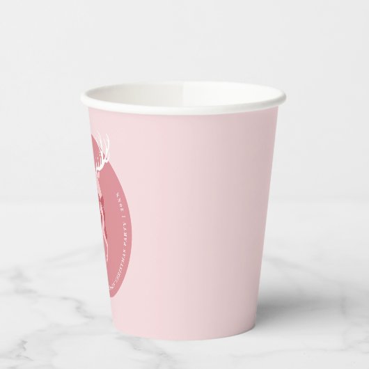 Elegantes Reindeer Personalisiertes Weihnachtsfest Pappbecher (Links)