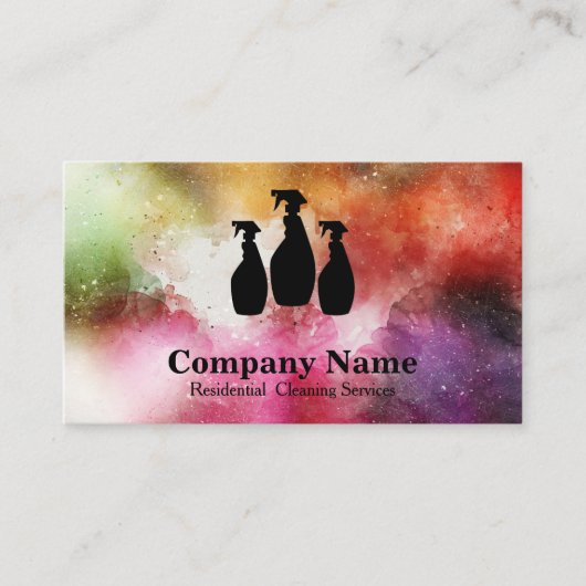 Elegantes Reinigungs-Service-Aquarell Visitenkarte (Vorderseite)
