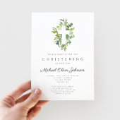 Elegantes religiöses botanisches Kreuzwein Einladung